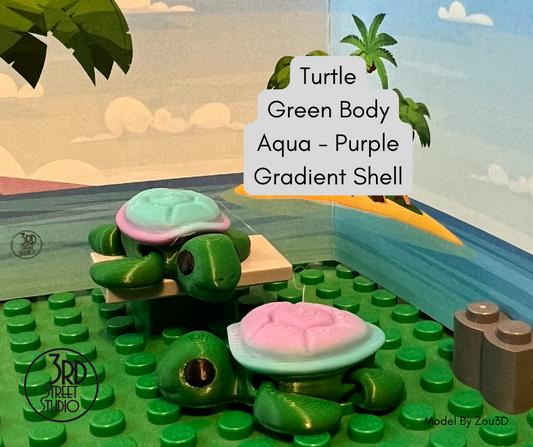 Turtle - Green Body - Aqua Purple Shell